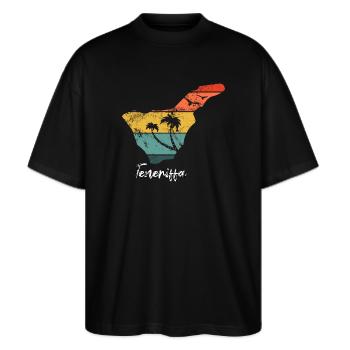Tenerife carte contour Îles Canaries vacances vintage - T-shirt bio Blaster 2.0 coupe oversize Stanley/Stella Unisexe - noir - Devant - Alina (178cm) & Michal (187cm)