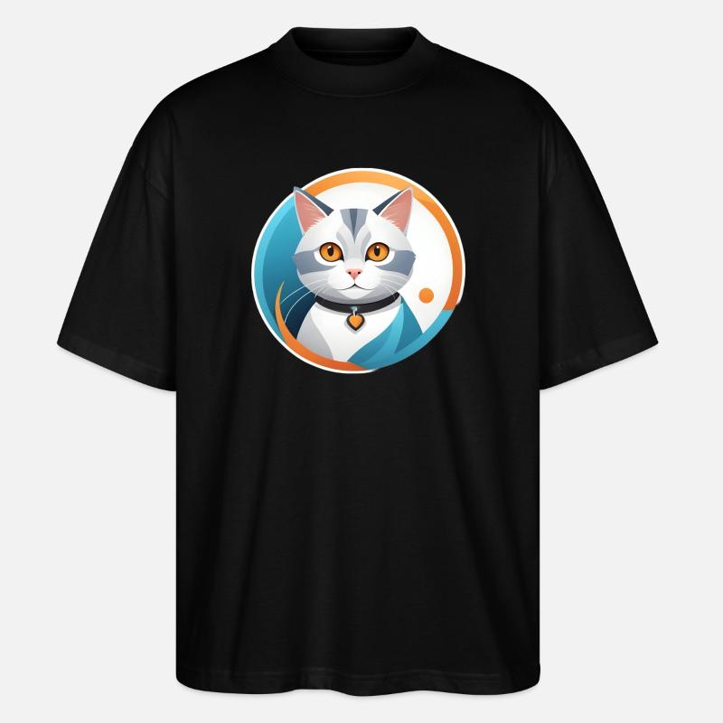 Chatty Cat Illustration - T-shirt bio Blaster 2.0 coupe oversize Stanley/Stella Unisexe - noir