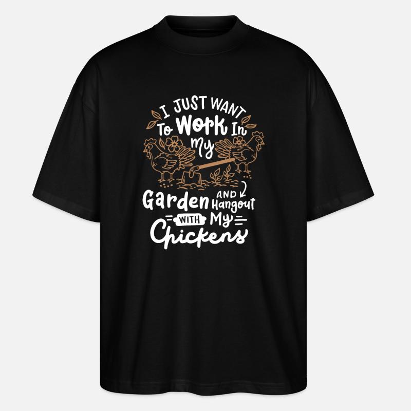 Garten Hühner - Stanley/Stella Oversized Unisex Bio T-Shirt Blaster 2.0 - Schwarz