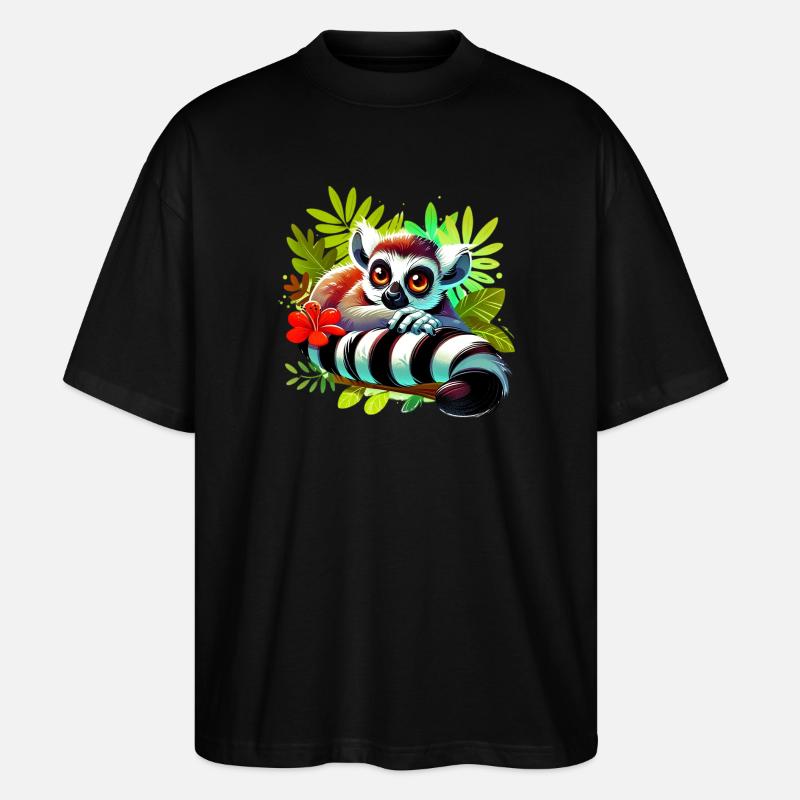 Lemur - Stanley/Stella Oversized Unisex Bio T-Shirt Blaster 2.0 - Schwarz