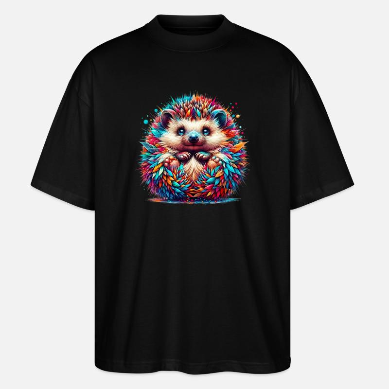 Hedgehog - Stanley/Stella Oversized Unisex Organic T-shirt Blaster 2.0 - black