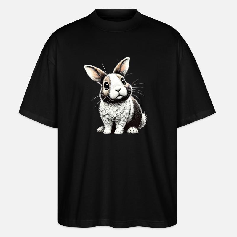 Adorable illustration de lapin - T-shirt bio Blaster 2.0 coupe oversize Stanley/Stella Unisexe - noir