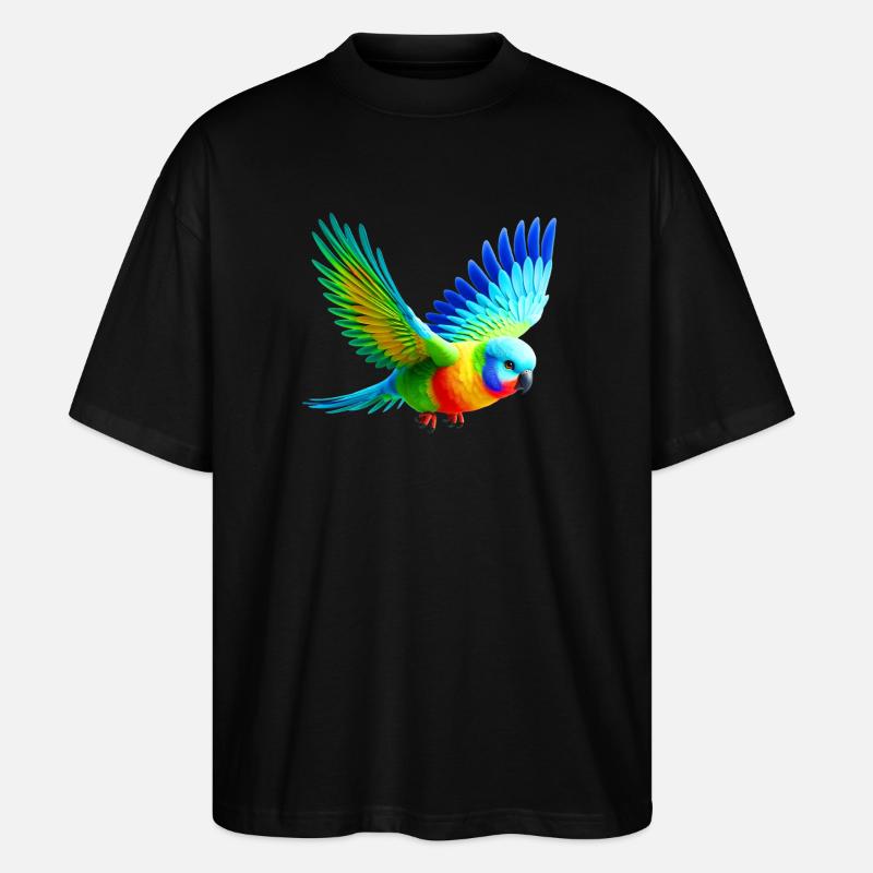 Perruche arc-en-ciel (03) - T-shirt bio Blaster 2.0 coupe oversize Stanley/Stella Unisexe - noir