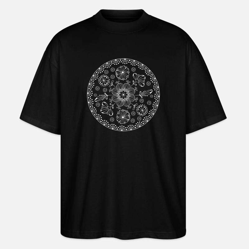 Blumenmuster in Kreisform - Stanley/Stella Oversized Unisex Bio T-Shirt Blaster 2.0 - Schwarz