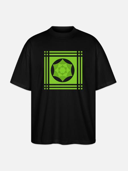 Geometric play of colours in green - Stanley/Stella Oversized Unisex Organic T-shirt Blaster 2.0 - black