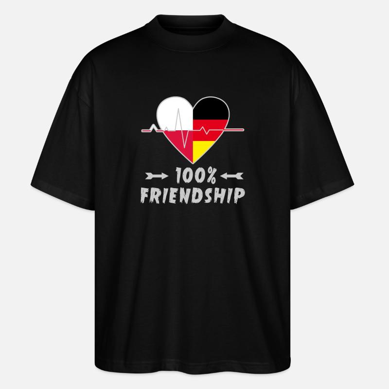 Polen und Deutschland 100% Freundschaft - Stanley/Stella Oversized Unisex Bio T-Shirt Blaster 2.0 - Schwarz