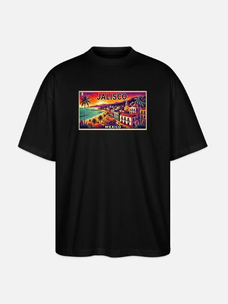 Jalisco Mexico beach palm design - Stanley/Stella Oversized Unisex Organic T-shirt Blaster 2.0 - black