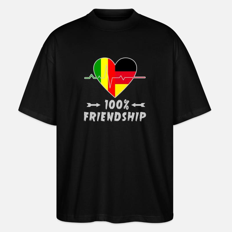 Mali und Deutschland 100% Freundschaft - Stanley/Stella Oversized Unisex Bio T-Shirt Blaster 2.0 - Schwarz