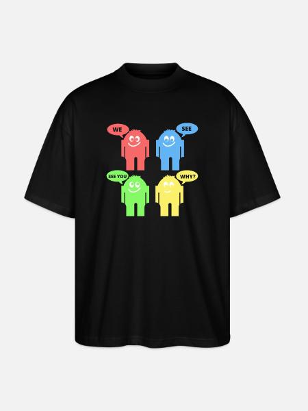 Lustige Männchen - Stanley/Stella Oversized Unisex Bio T-Shirt Blaster 2.0 - Schwarz