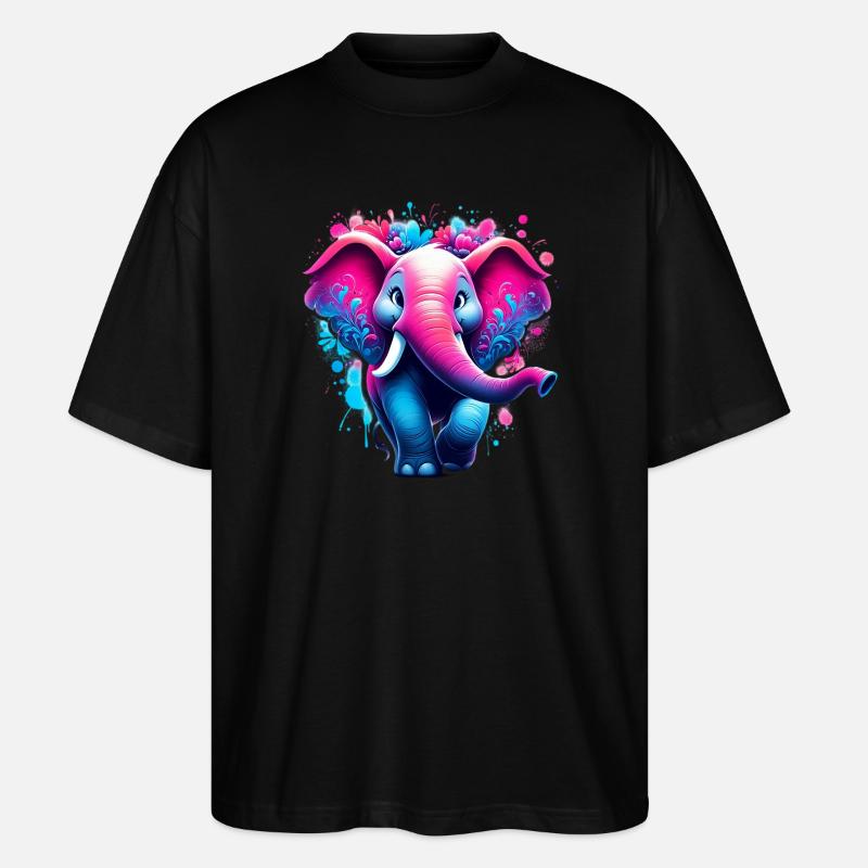 Elefant - Stanley/Stella Oversized Unisex Bio T-Shirt Blaster 2.0 - Schwarz