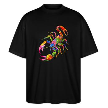 Skorpion Spinnentiere Scorpion Lustige Skorpione - Stanley/Stella Oversized Unisex Bio T-Shirt Blaster 2.0 - Schwarz - Vorne - Alina (178cm) & Michal (187cm)
