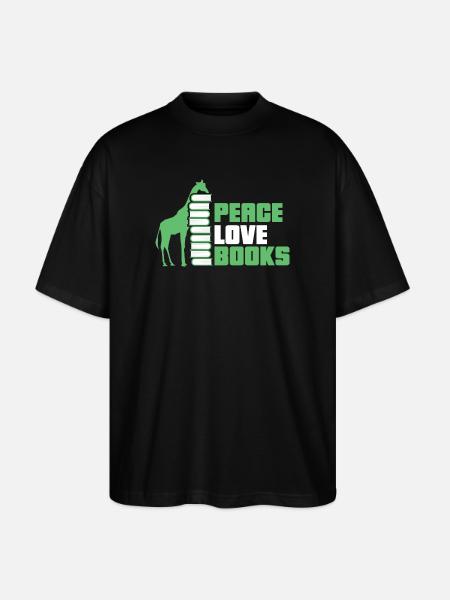 Reading Books Book Giraffe - Stanley/Stella Oversized Unisex Organic T-shirt Blaster 2.0 - black