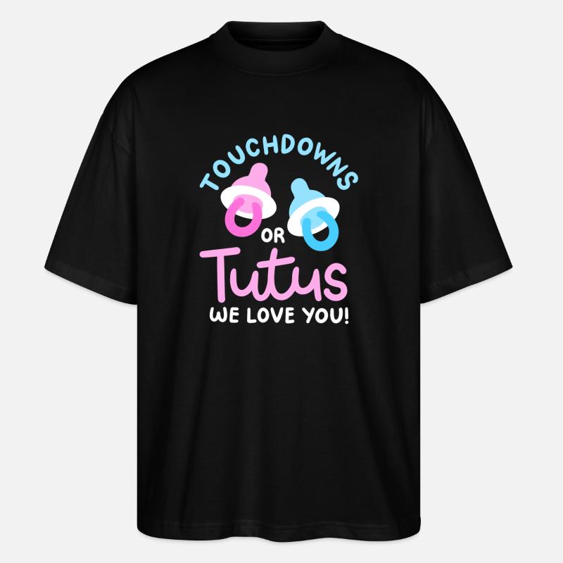 Touchdowns oder Tutus für Gender-Reveal-Partys - Stanley/Stella Oversized Unisex Bio T-Shirt Blaster 2.0 - Schwarz