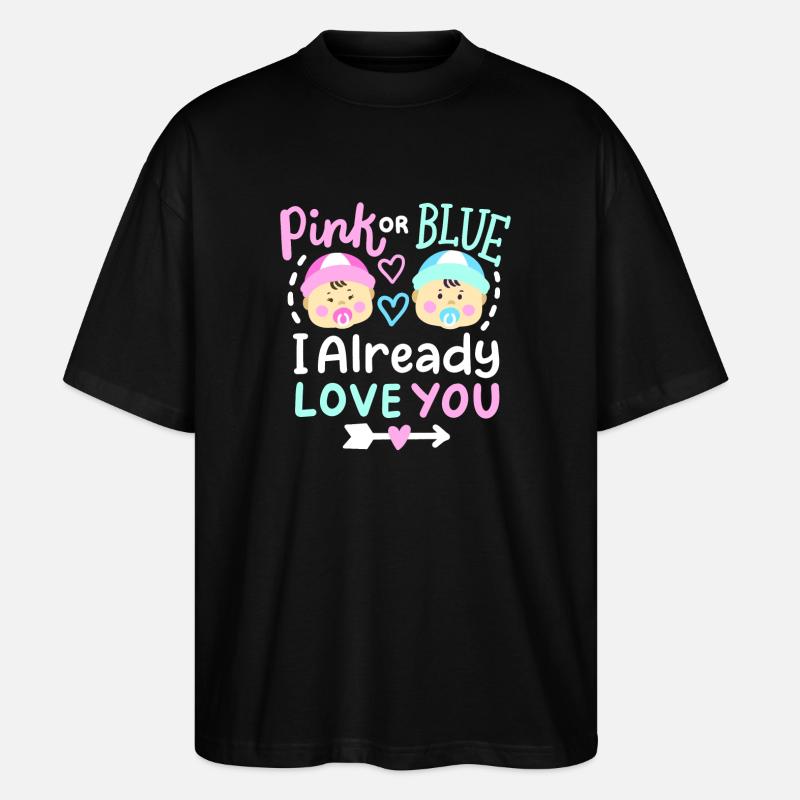 Pink oder Blau Gender-Reveal-Party - Stanley/Stella Oversized Unisex Bio T-Shirt Blaster 2.0 - Schwarz