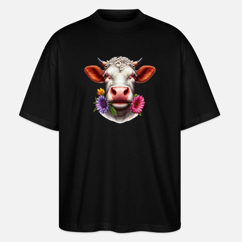 Blumen aus Kuh - Stanley/Stella Oversized Unisex Bio T-Shirt Blaster 2.0 - Schwarz