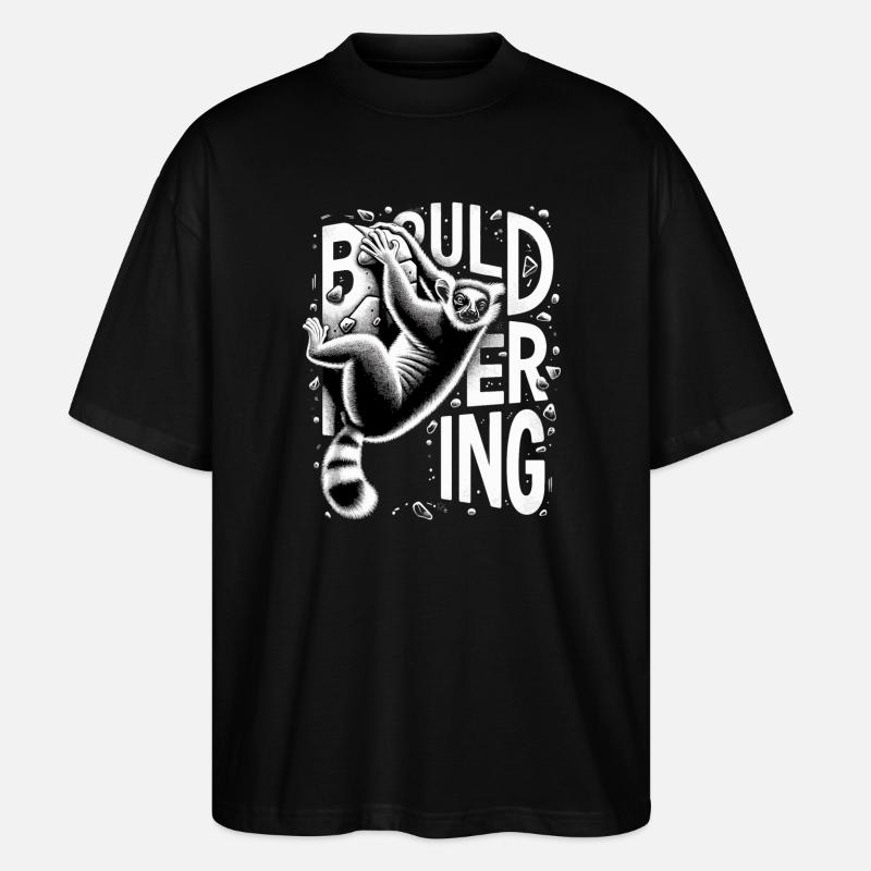 Bouldern Lemur Klettern Geschenk - Stanley/Stella Oversized Unisex Bio T-Shirt Blaster 2.0 - Schwarz