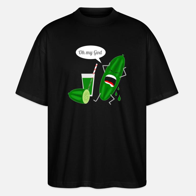 Humorvolles Gurkendesign mit Schrei - Stanley/Stella Oversized Unisex Bio T-Shirt Blaster 2.0 - Schwarz