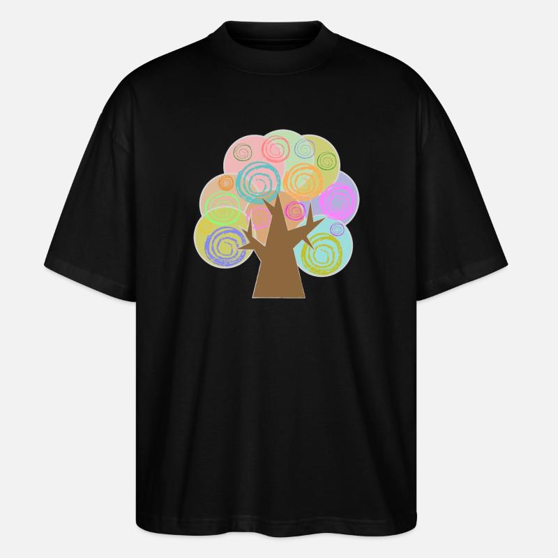 Baum Minimalistisch - Stanley/Stella Oversized Unisex Bio T-Shirt Blaster 2.0 - Schwarz