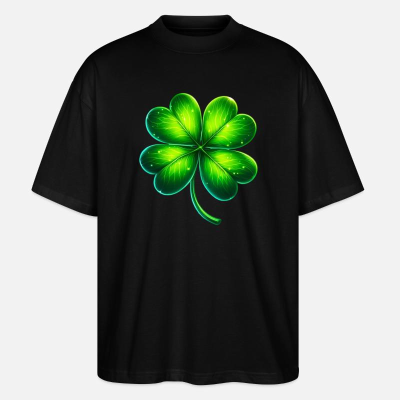 Vierblättriges Kleeblatt - Stanley/Stella Oversized Unisex Bio T-Shirt Blaster 2.0 - Schwarz