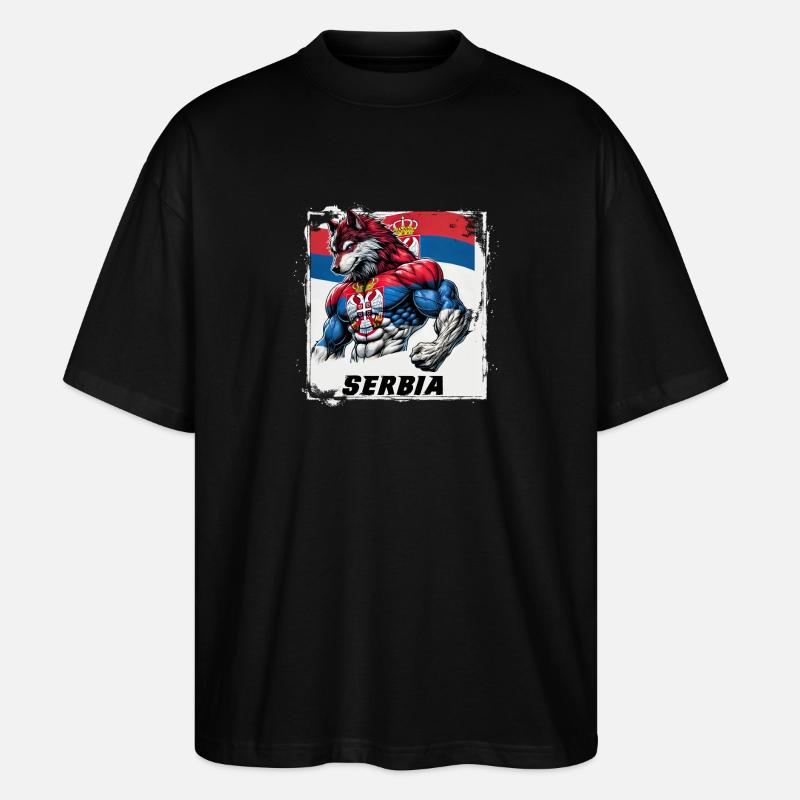 Serbien Wolf Flaggen Design - Stanley/Stella Oversized Unisex Bio T-Shirt Blaster 2.0 - Schwarz