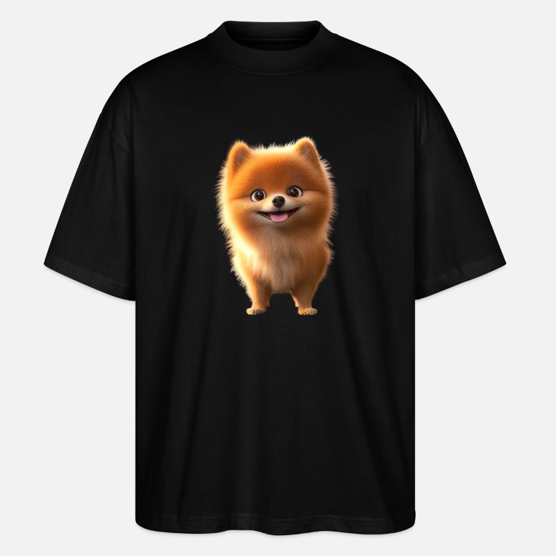 Zwergspitz Pommeraner Pom Süßer Deutscher Spitz - Stanley/Stella Oversized Unisex Bio T-Shirt Blaster 2.0 - Schwarz