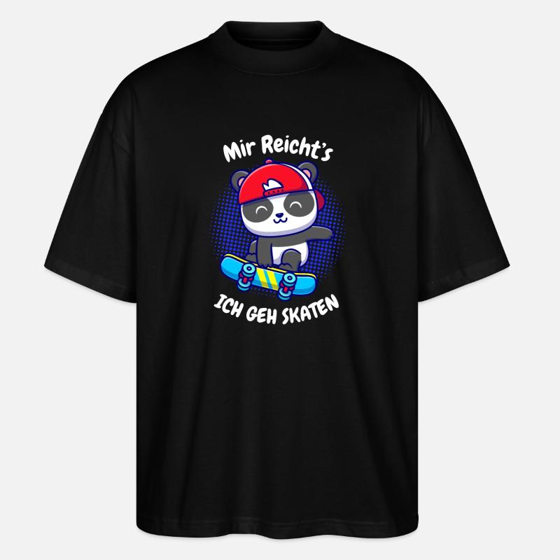 Kleiner Panda auf Skateboard - Stanley/Stella Oversized Unisex Bio T-Shirt Blaster 2.0 - Schwarz