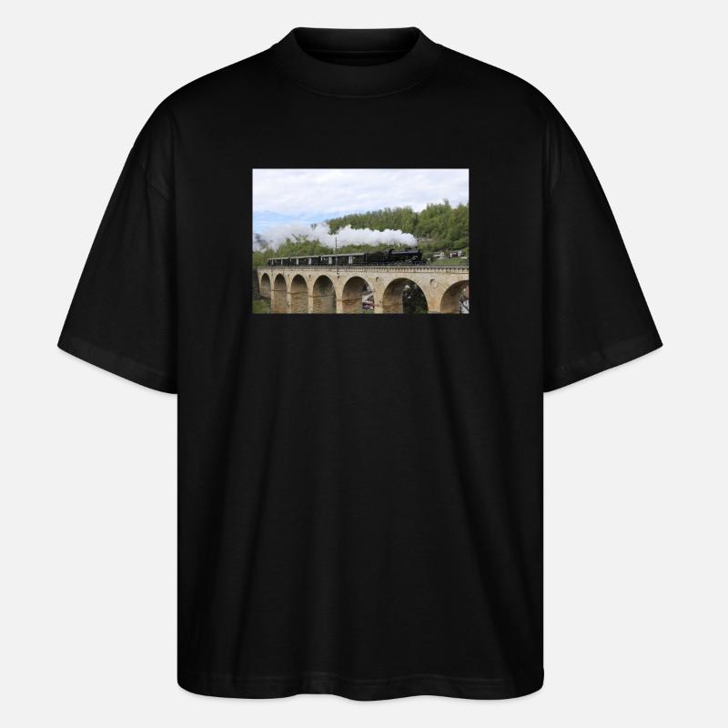 Locomotive CFF sur viaduc - T-shirt bio Blaster 2.0 coupe oversize Stanley/Stella Unisexe - noir