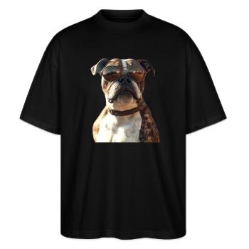 Deutscher Boxer Hunde Boxerverein German Boxer - Stanley/Stella Oversized Unisex Bio T-Shirt Blaster 2.0 - Schwarz - Vorne - Alina (178cm) & Michal (187cm)