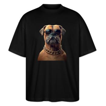 Deutscher Boxer Hunde Boxerverein German Boxer - Stanley/Stella Oversized Unisex Bio T-Shirt Blaster 2.0 - Schwarz - Vorne - Alina (178cm) & Michal (187cm)