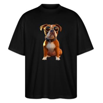 Deutscher Boxer Hunde Boxerverein German Boxer - Stanley/Stella Oversized Unisex Bio T-Shirt Blaster 2.0 - Schwarz - Vorne - Alina (178cm) & Michal (187cm)