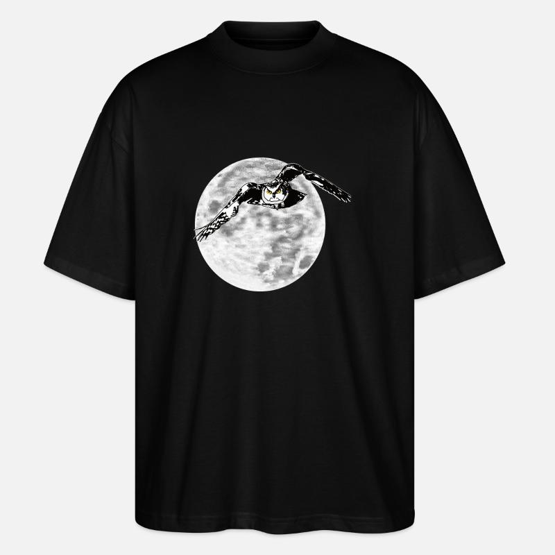 Eule vor Mond - Stanley/Stella Oversized Unisex Bio T-Shirt Blaster 2.0 - Schwarz