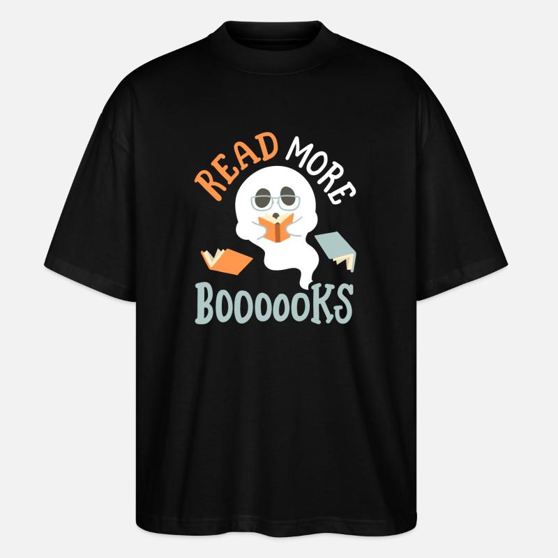 Geist liest Buch Halloween - Stanley/Stella Oversized Unisex Bio T-Shirt Blaster 2.0 - Schwarz