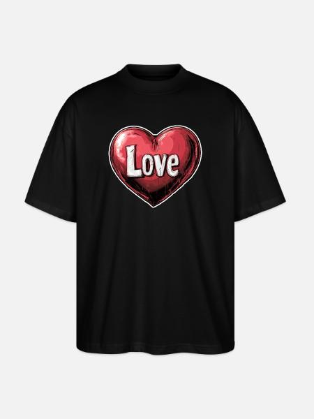 Heart of Love Illustration - Stanley/Stella Oversized Unisex Organic T-shirt Blaster 2.0 - black