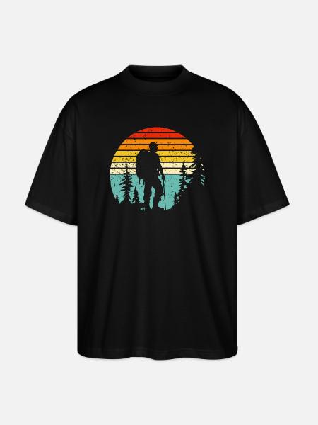 Wanderer-Silhouette zur Retro-Schlafenszeit - Stanley/Stella Oversized Unisex Bio T-Shirt Blaster 2.0 - Schwarz