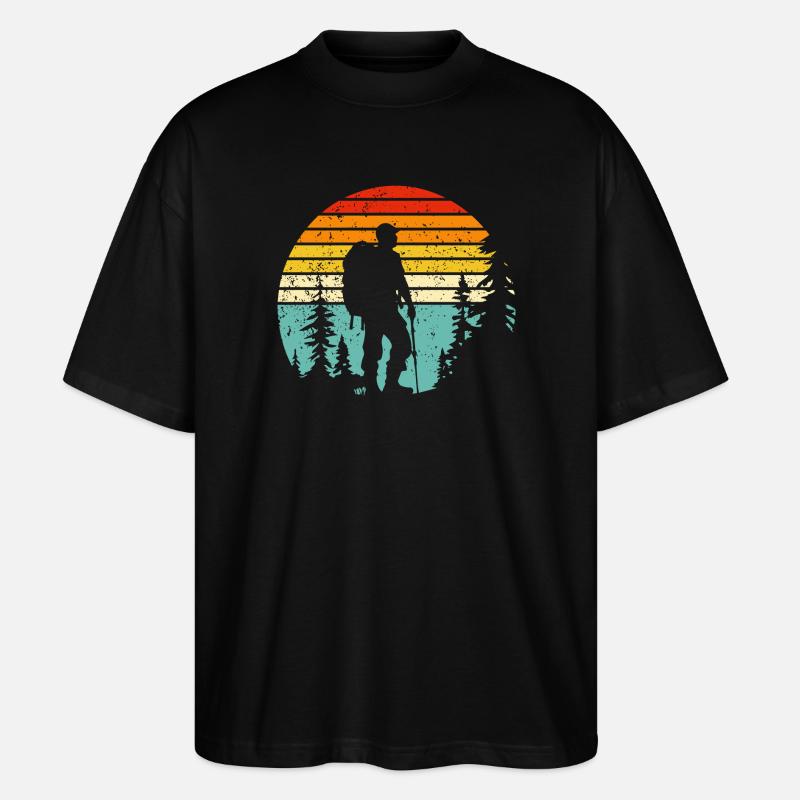 Wanderer-Silhouette zur Retro-Schlafenszeit - Stanley/Stella Oversized Unisex Bio T-Shirt Blaster 2.0 - Schwarz