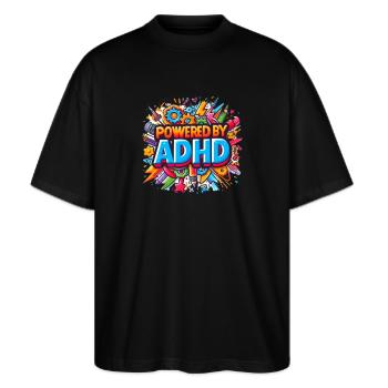 ADHD - Stanley/Stella Oversized Unisex Organic T-shirt Blaster 2.0 - black - Front - Alina (178cm) & Michal (187cm)