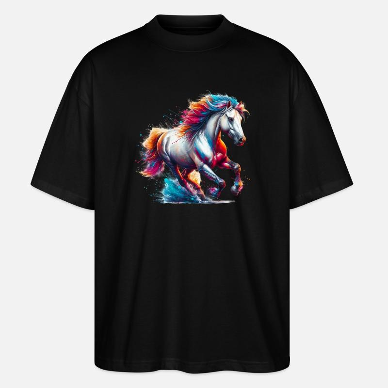 Pferd - Stanley/Stella Oversized Unisex Bio T-Shirt Blaster 2.0 - Schwarz