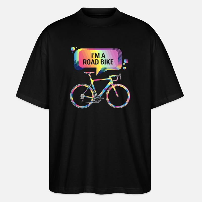 Lebendiges Regenbogen-Rennrad-Design - Stanley/Stella Oversized Unisex Bio T-Shirt Blaster 2.0 - Schwarz