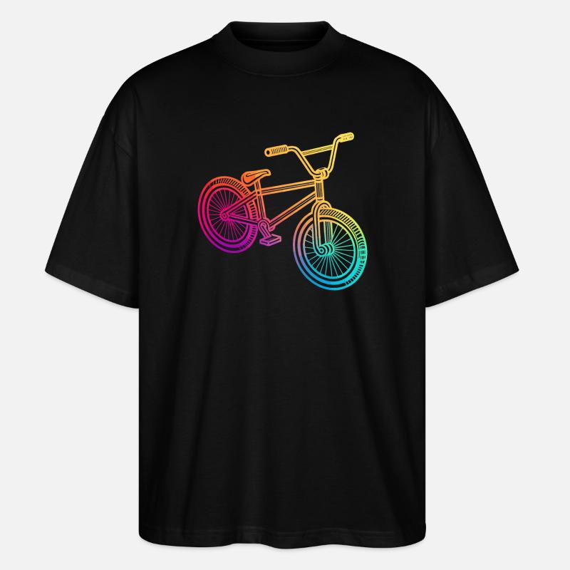Regenbogen Geometrisches Fahrrad Illustration - Stanley/Stella Oversized Unisex Bio T-Shirt Blaster 2.0 - Schwarz