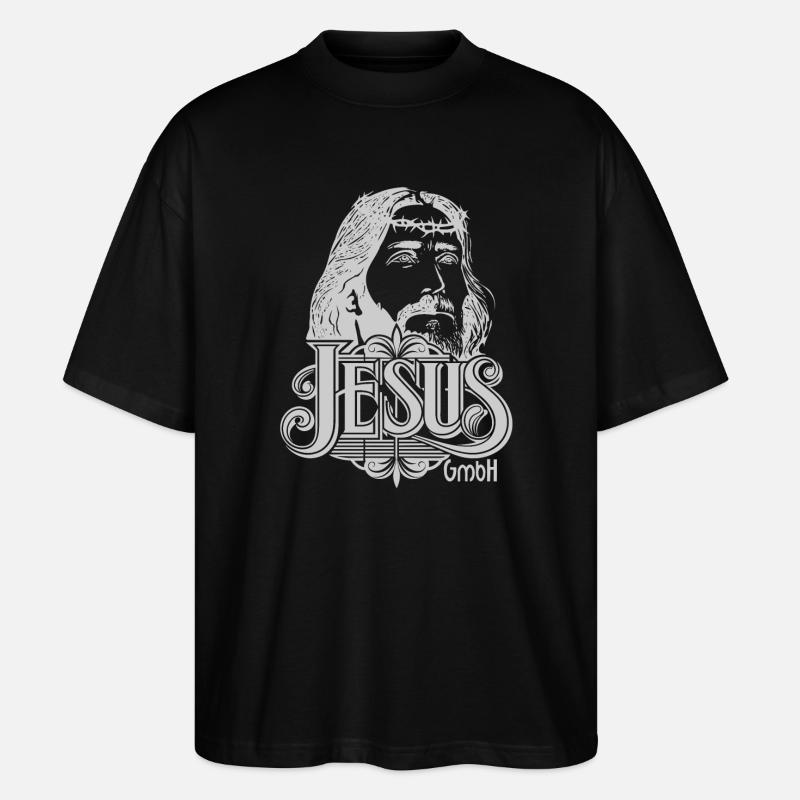 Jesus Kopf hellgrau - Stanley/Stella Oversized Unisex Bio T-Shirt Blaster 2.0 - Schwarz