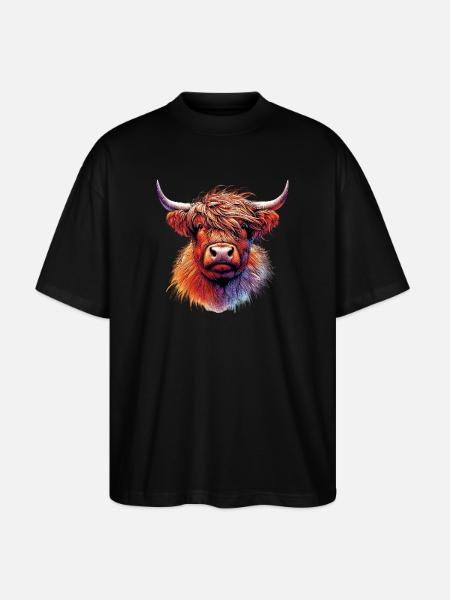 Scottish Highland Cow - Stanley/Stella Oversized Unisex Organic T-shirt Blaster 2.0 - black