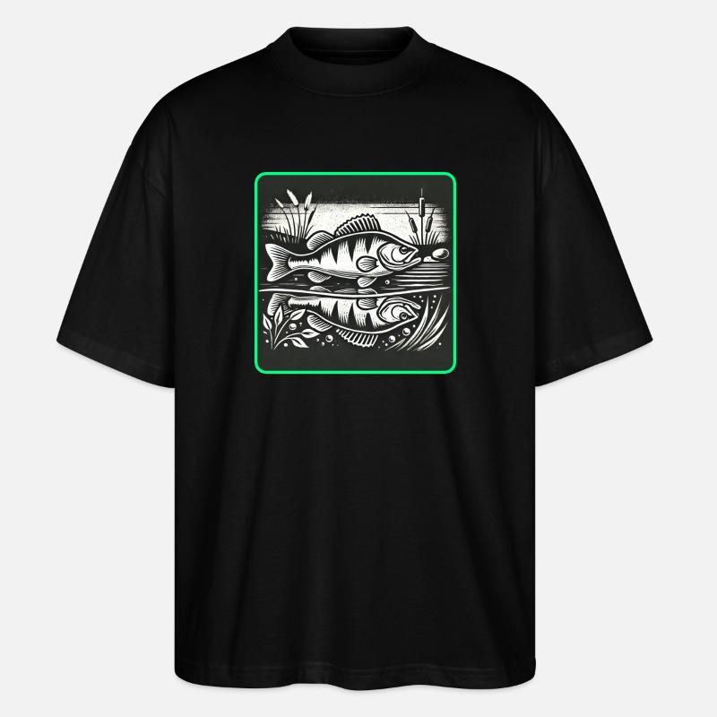 Perch predatory fish design - Stanley/Stella Oversized Unisex Organic T-shirt Blaster 2.0 - black