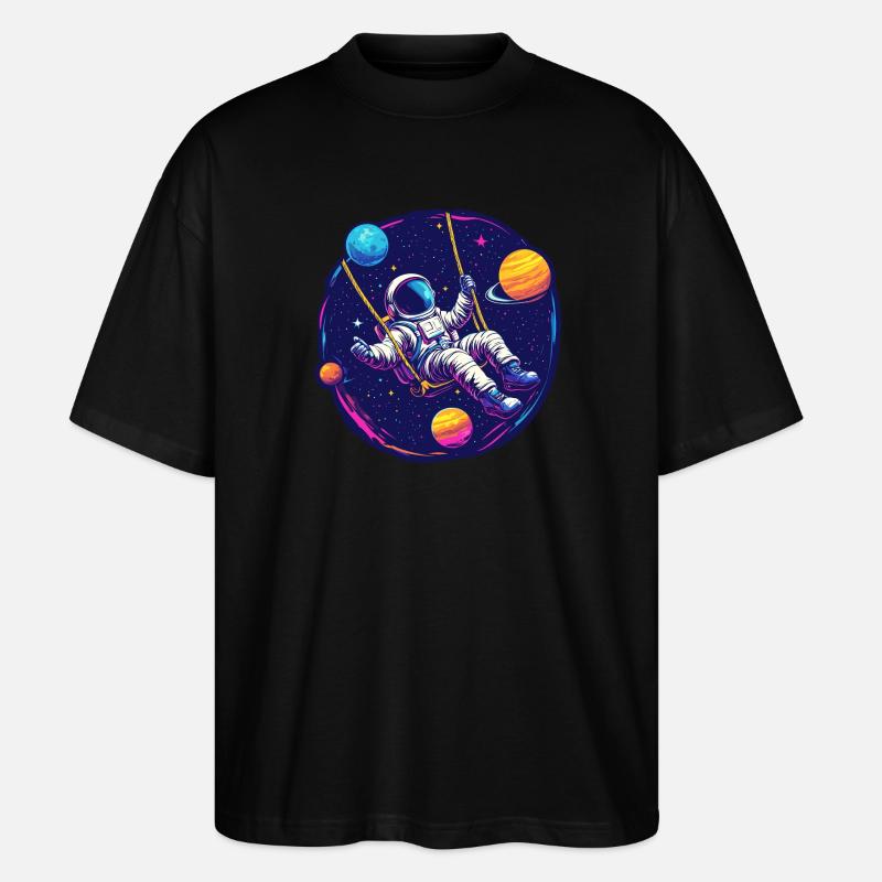 Astronaute avec balançoire dans l’espace - T-shirt bio Blaster 2.0 coupe oversize Stanley/Stella Unisexe - noir
