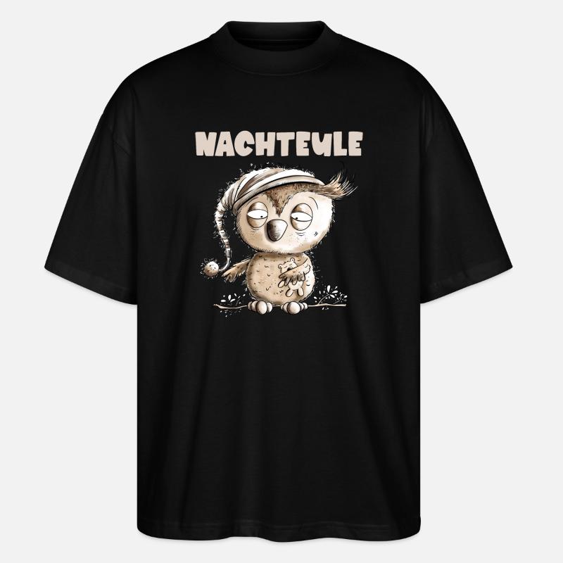 Drollige Nachteule Eule - Stanley/Stella Oversized Unisex Bio T-Shirt Blaster 2.0 - Schwarz