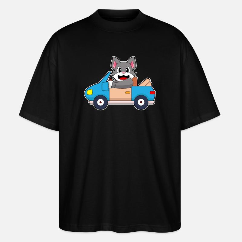 Katze Auto - Stanley/Stella Oversized Unisex Bio T-Shirt Blaster 2.0 - Schwarz