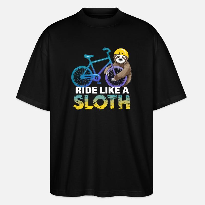 Sloth Biker with Helmet - Stanley/Stella Oversized Unisex Organic T-shirt Blaster 2.0 - black