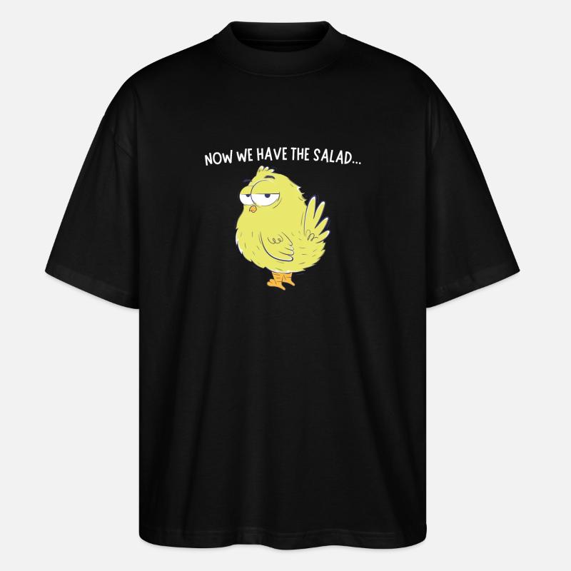 Küken mit Salat Spruch - Stanley/Stella Oversized Unisex Bio T-Shirt Blaster 2.0 - Schwarz