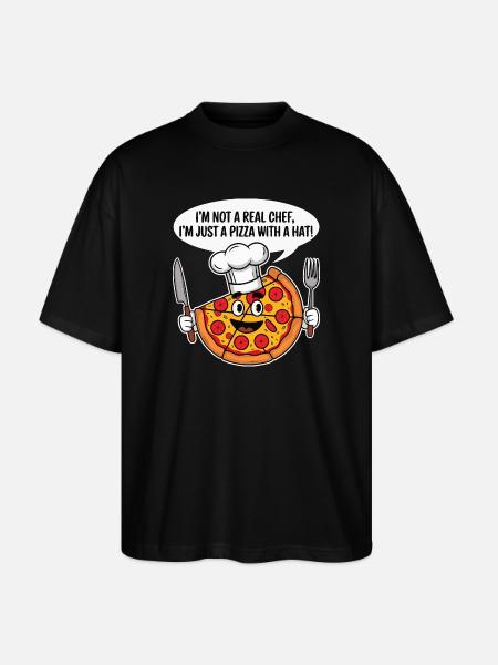 Pizzabäcker Humor T-Shirt - Stanley/Stella Oversized Unisex Bio T-Shirt Blaster 2.0 - Schwarz