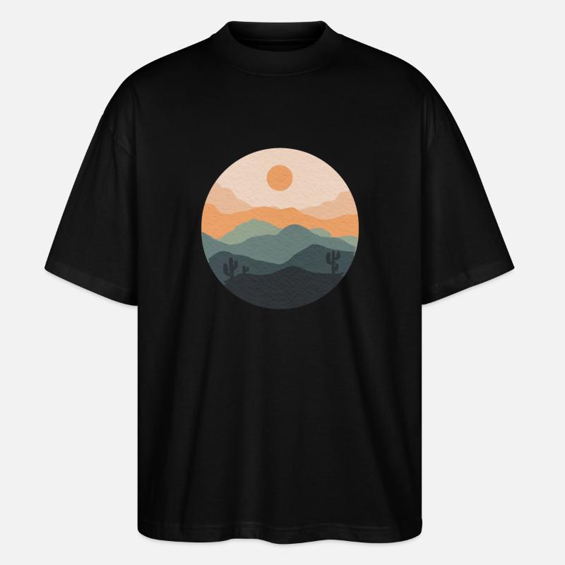 Pastel desert sunset circle - Stanley/Stella Oversized Unisex Organic T-shirt Blaster 2.0 - black