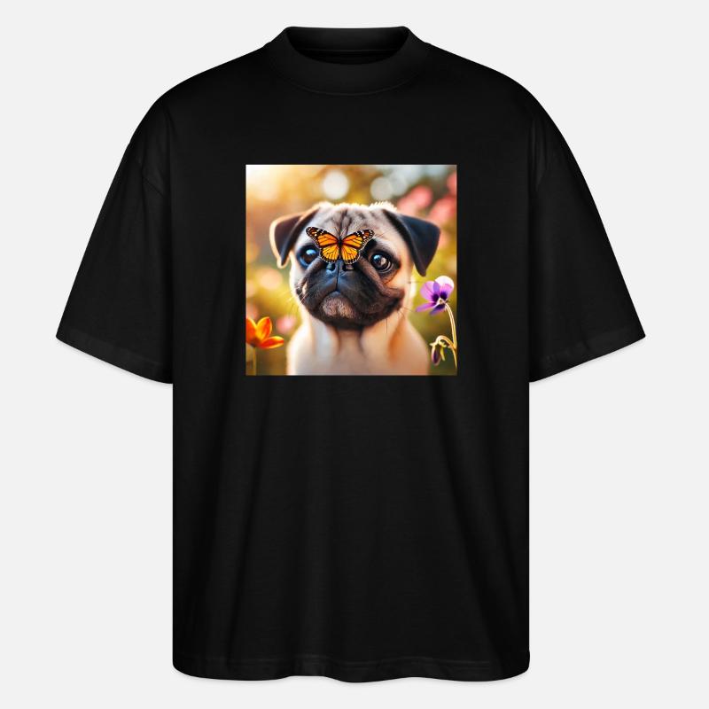 Chien intelligent avec papillon - T-shirt bio Blaster 2.0 coupe oversize Stanley/Stella Unisexe - noir